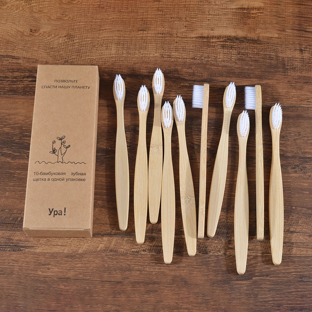 Bamboo World – 10-Piece Eco-Friendly Bamboo Toothbrush Set