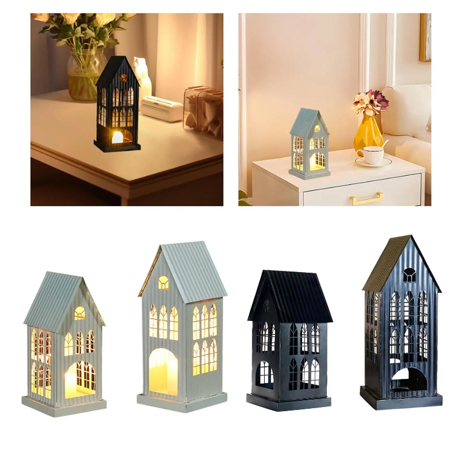 Rustic Village House Candle Holder – Iron Tealight Lantern