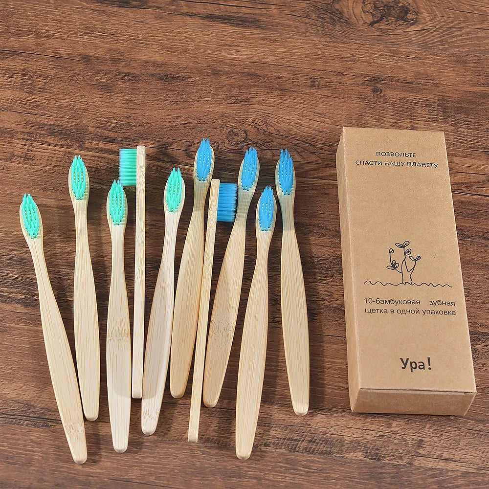 Bamboo World – 10-Piece Eco-Friendly Bamboo Toothbrush Set