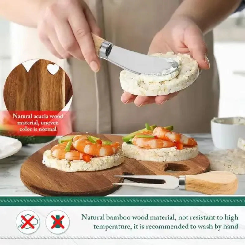 Heart-Shaped Acacia Wood Cheese & Cutting Board