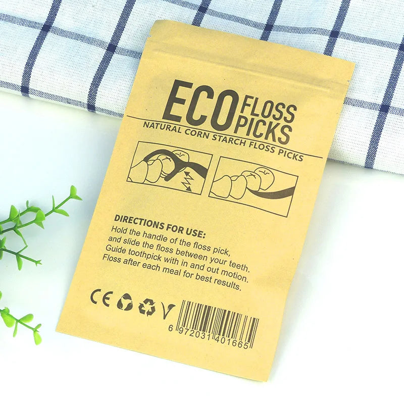 Eco‑Friendly Mint Dental Flossers – 50 pcs, Degradable PLA