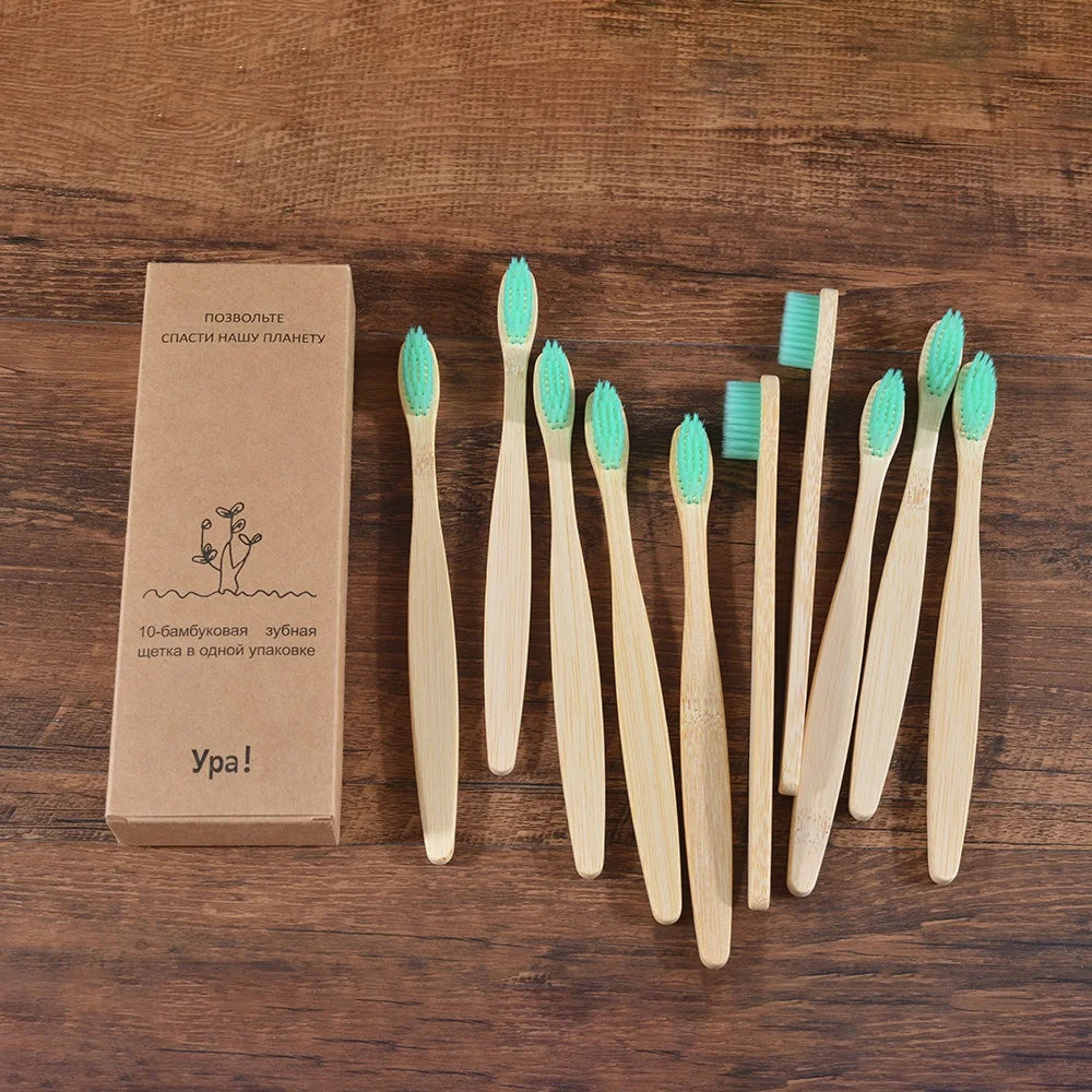 Bamboo World – 10-Piece Eco-Friendly Bamboo Toothbrush Set