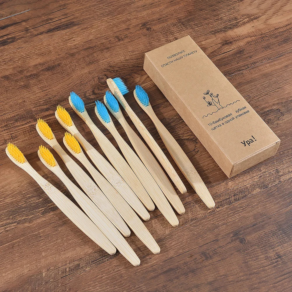 Bamboo World – 10-Piece Eco-Friendly Bamboo Toothbrush Set