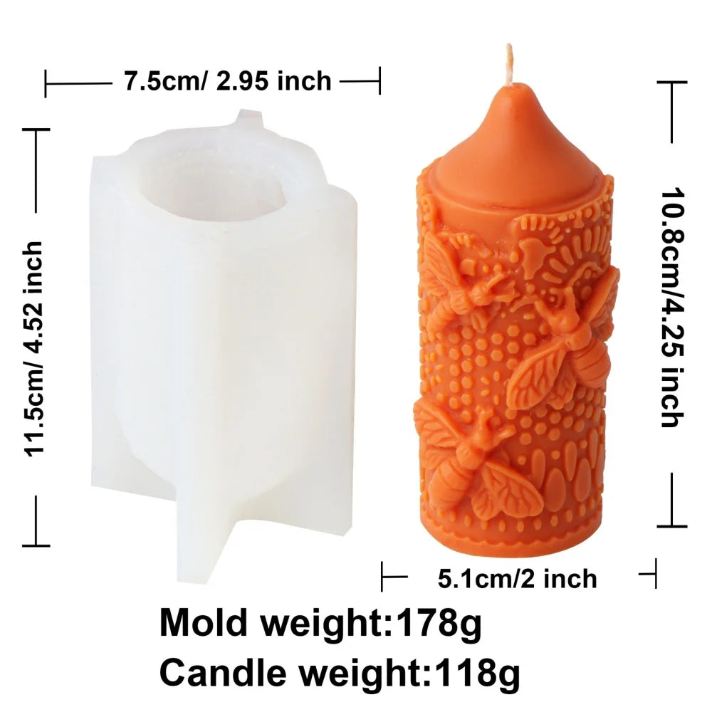 Honeybee Beehive Soybean Wax Pillar Mold