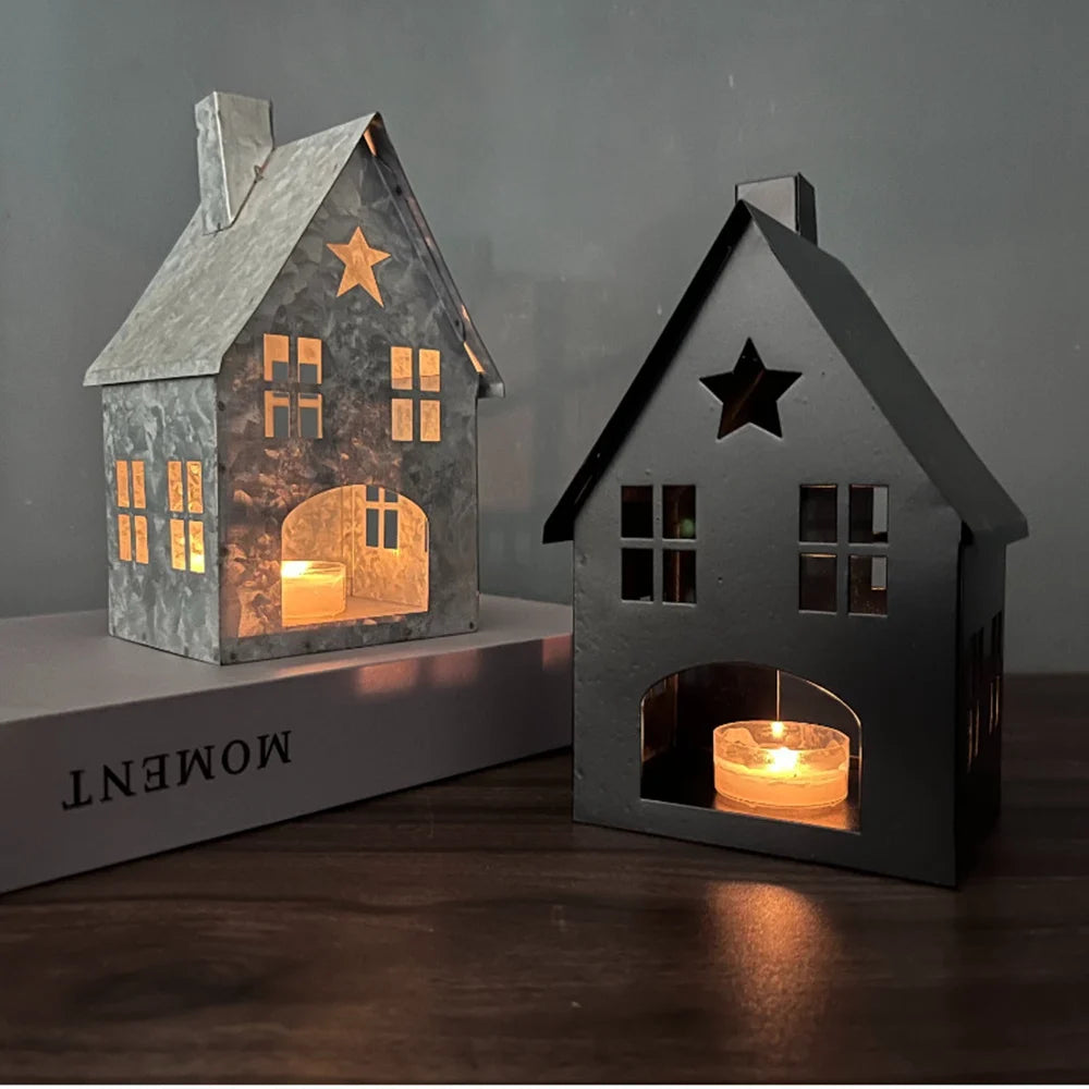 Nordic Hollowed-Out Small House Candle Holder