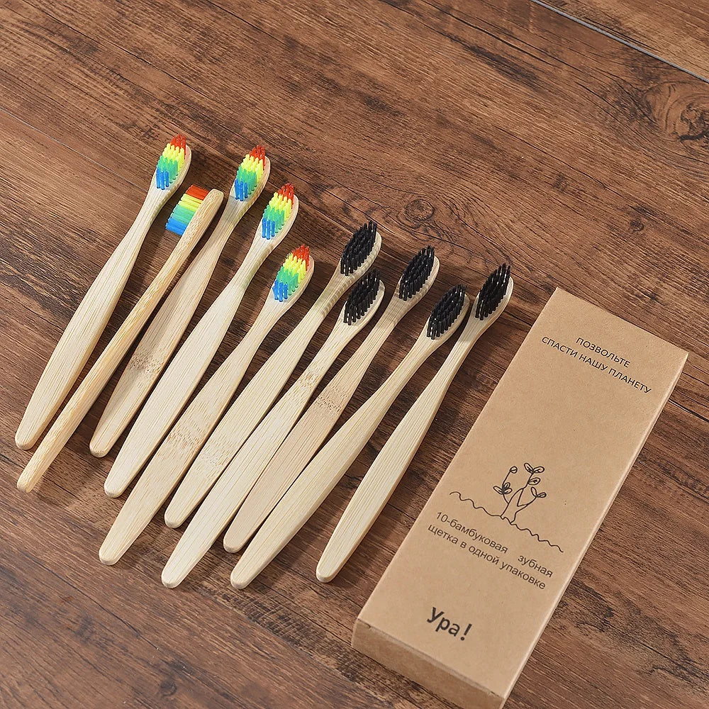 Bamboo World – 10-Piece Eco-Friendly Bamboo Toothbrush Set