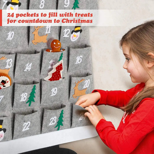 Reusable Felt Christmas Advent Calendar – 24-Day Countdown with Pockets