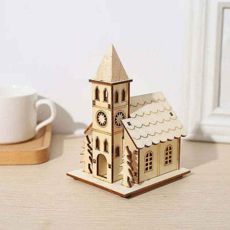 Mini LED Wooden House Ornament