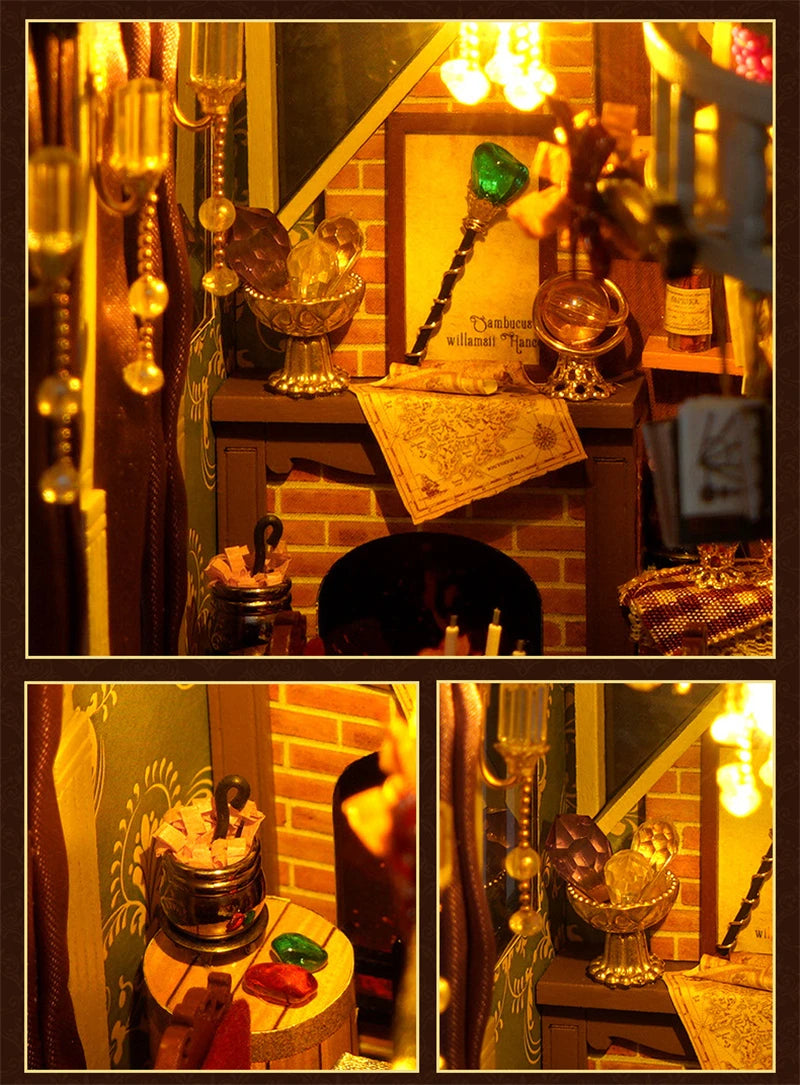 Retro DIY Wooden Book Nook – Magic Restaurant Shelf Insert