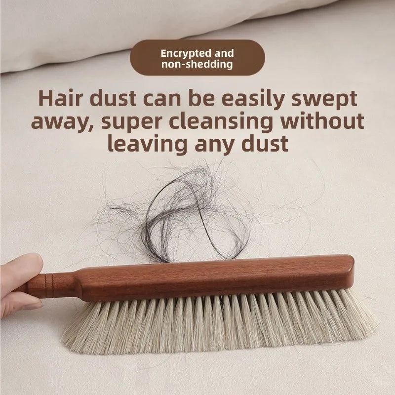 Wooden eco brush for effective cleaning, designed to easily sweep away hair dust without shedding.