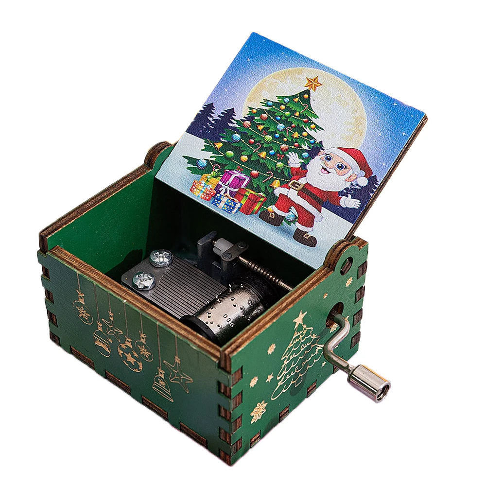 Wooden Hand-Crank Music Box – “We Wish You a Merry Christmas”