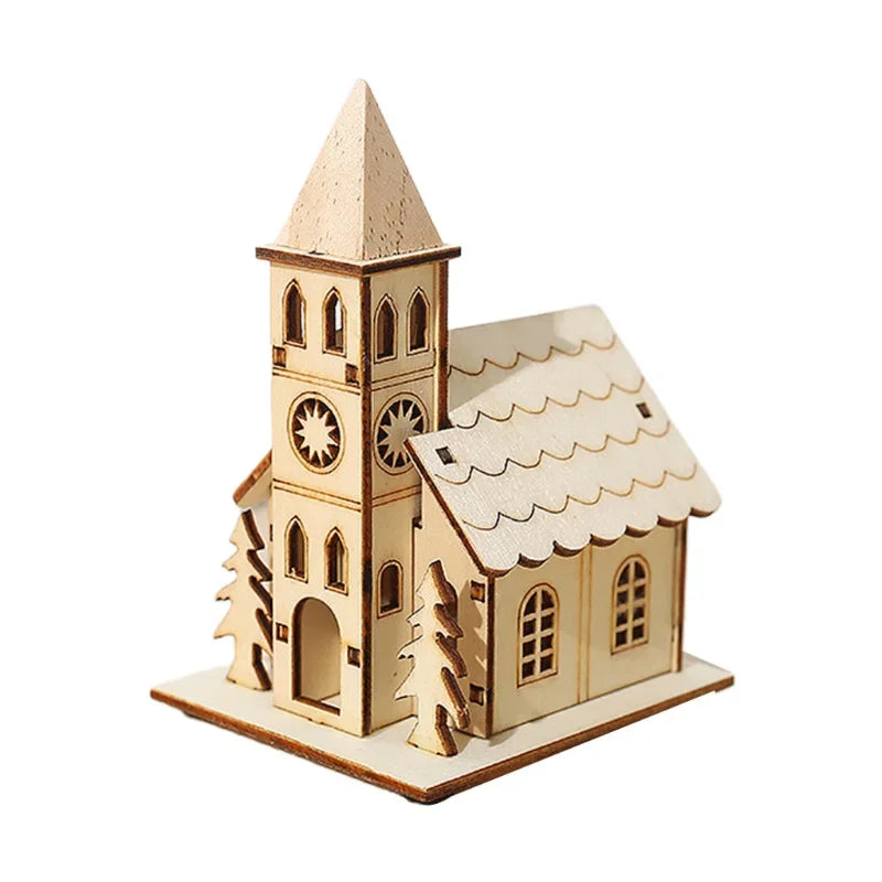 Mini LED Wooden House Ornament