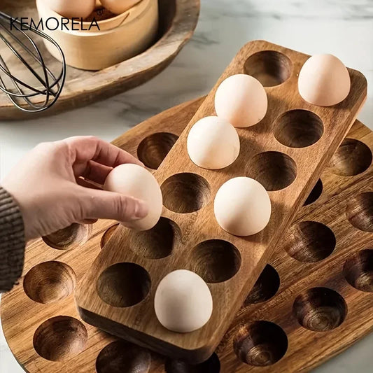Modern Wooden Egg Storage Box - Multi-Compartment Kitchen Organizer
