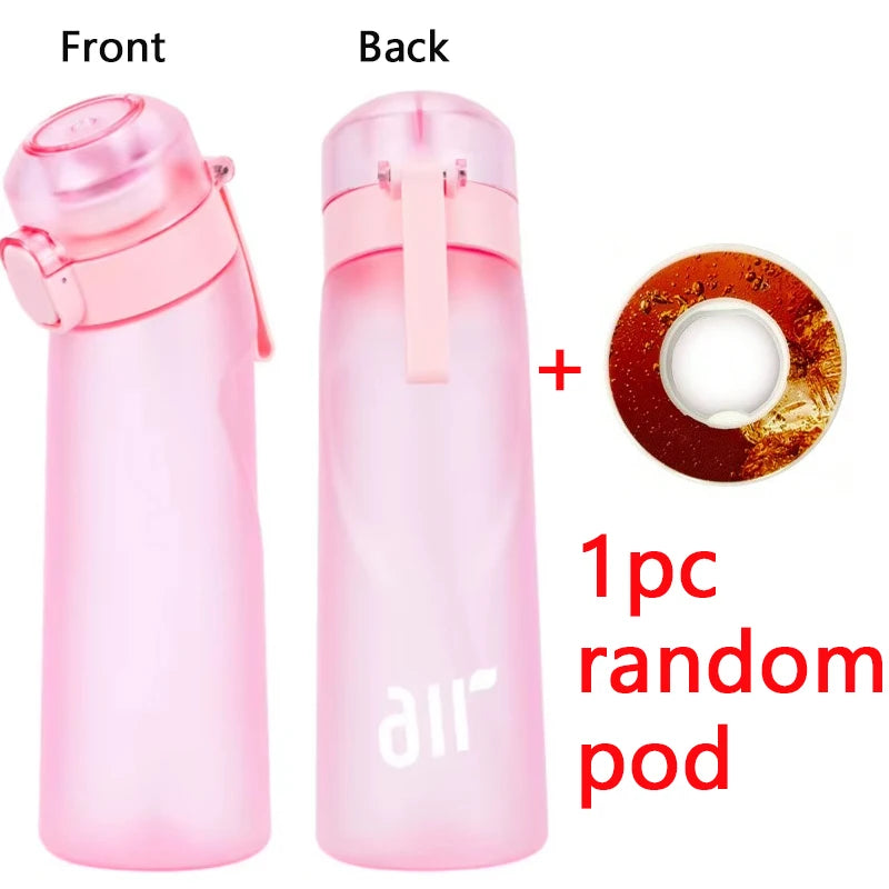 1pc Air Water Bottle With 1pc Random Round Shape Flavor Pod Sports Straw Plastic Cup Leak Proof Outdoor Travel Sports Bottles