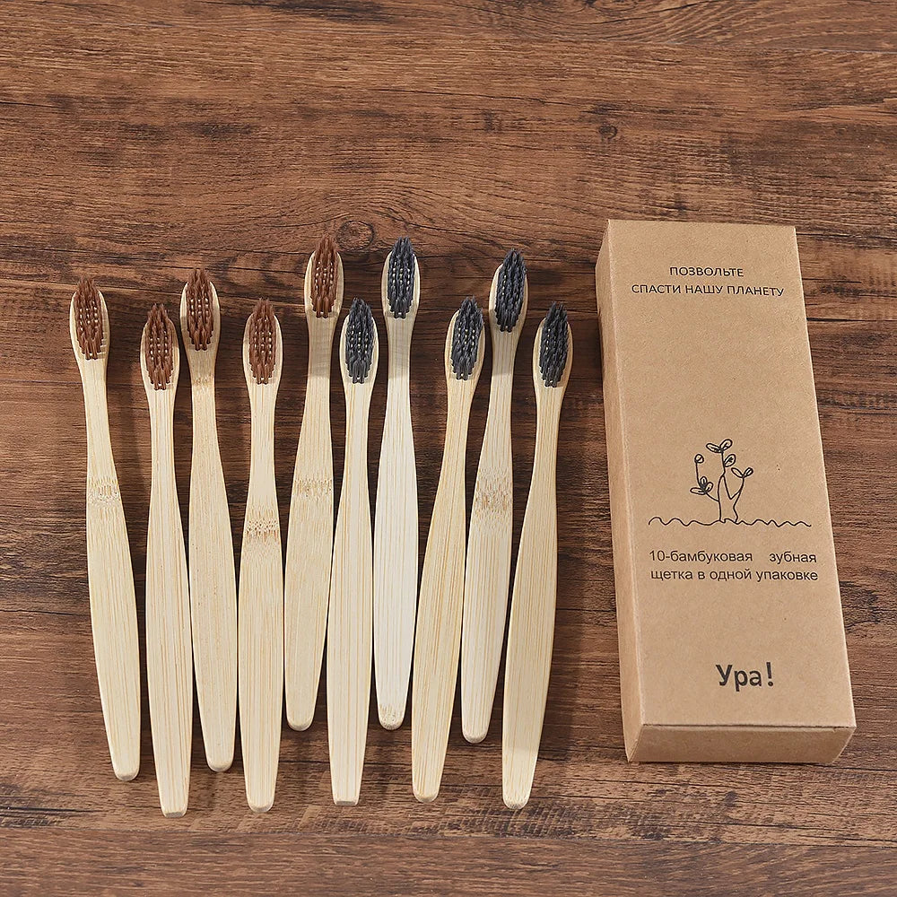 Bamboo World – 10-Piece Eco-Friendly Bamboo Toothbrush Set
