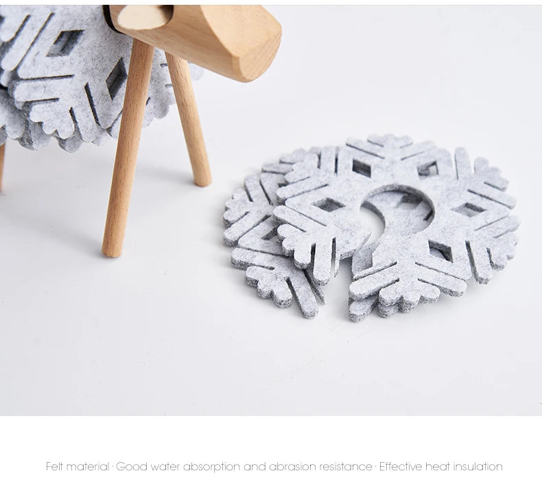 Christmas Elk-Shape Felt Coaster Set — 12pcs