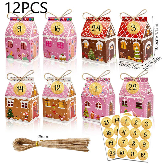 12/24pcs Small Christmas Gingerbread Treat Boxes