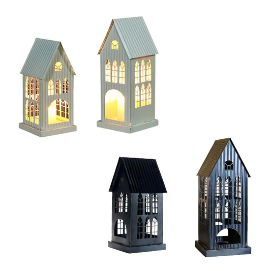 Rustic Village House Candle Holder – Iron Tealight Lantern