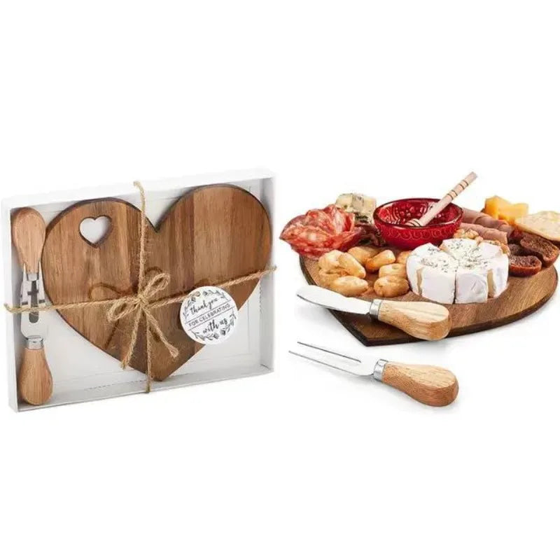Heart-Shaped Acacia Wood Cheese & Cutting Board