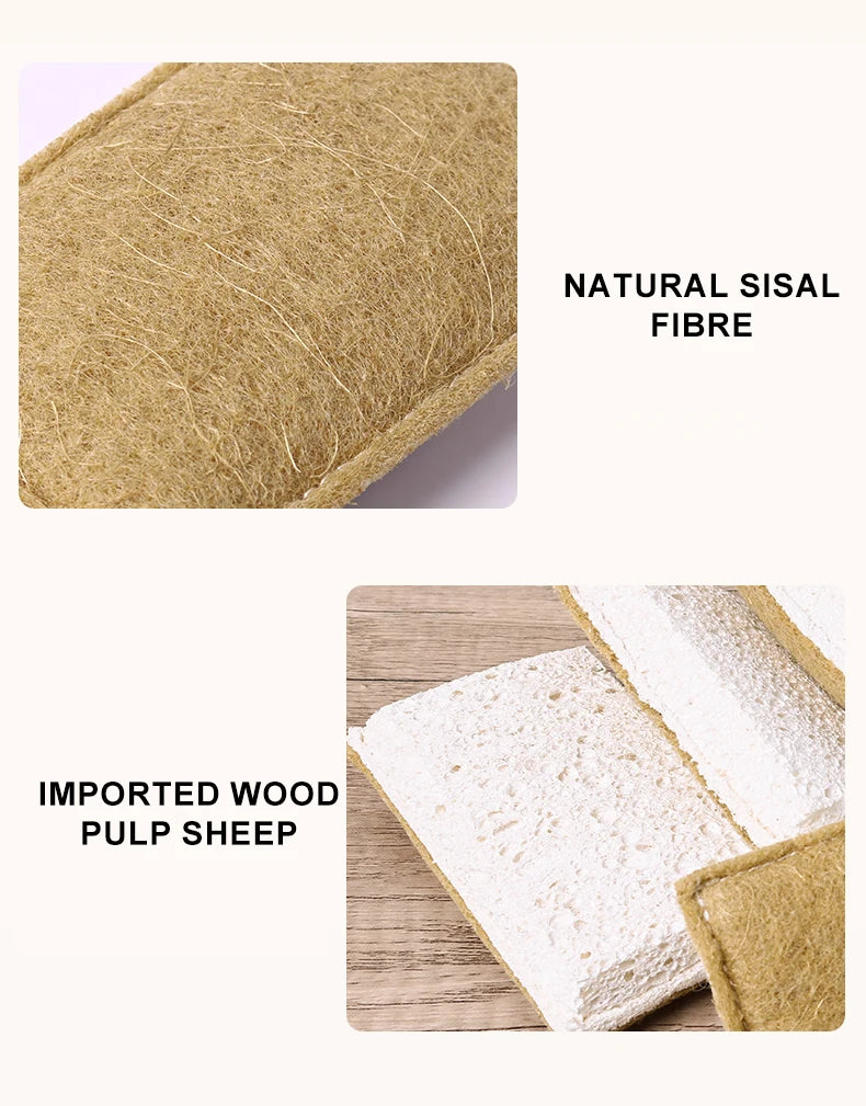 Natural Sisal & Wood Pulp Cotton Cleaning Pads  3PCS