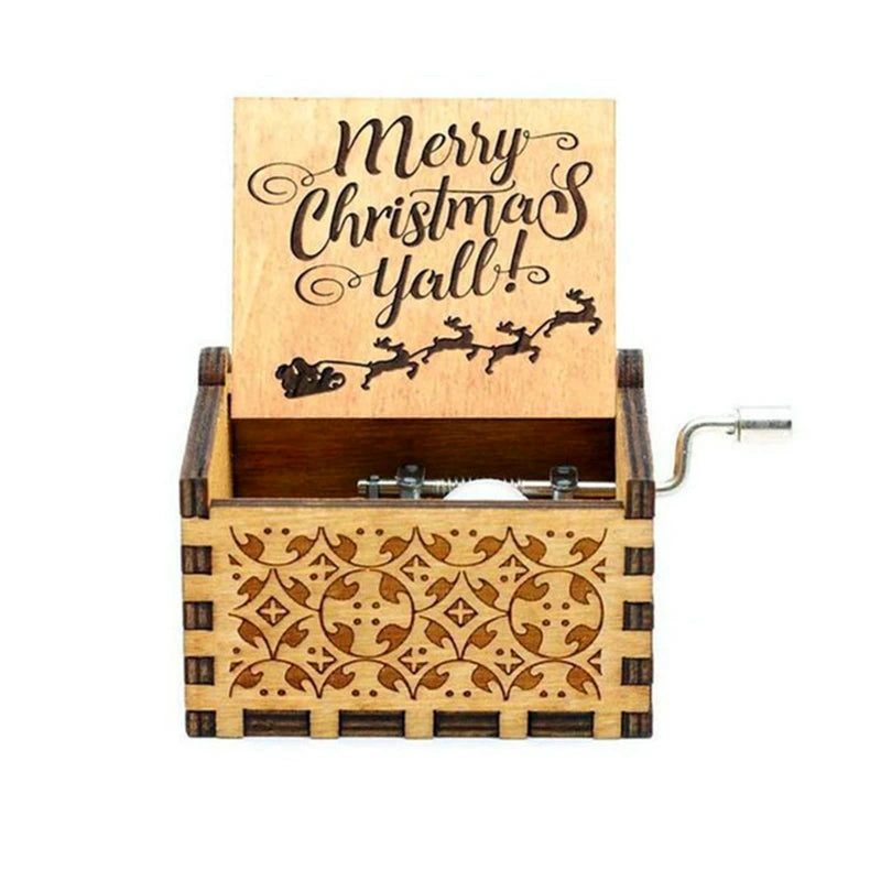 Wooden Hand-Crank Music Box – “We Wish You a Merry Christmas”