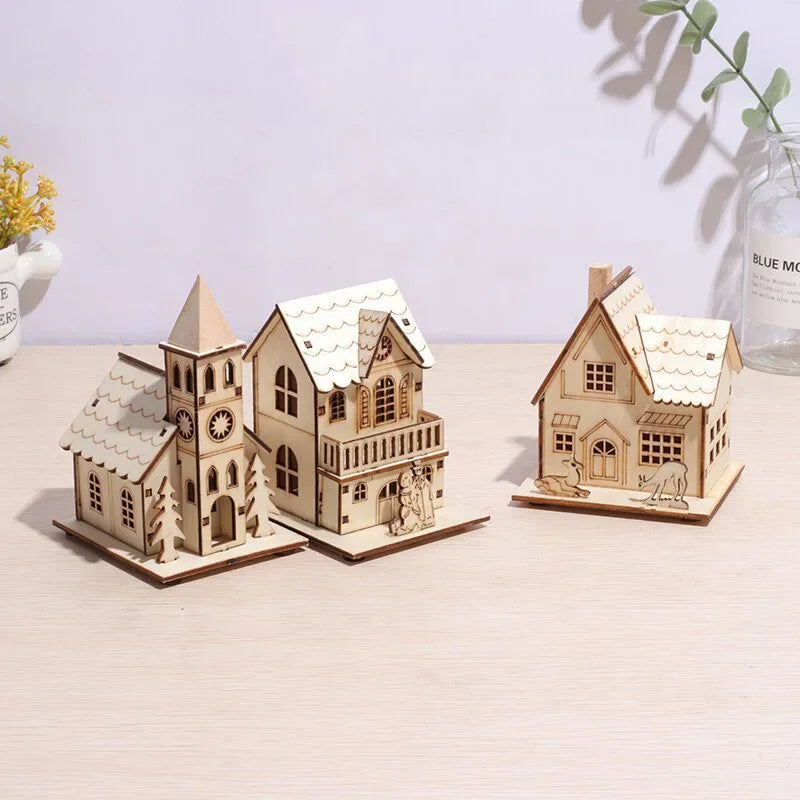 Mini LED Wooden House Ornament