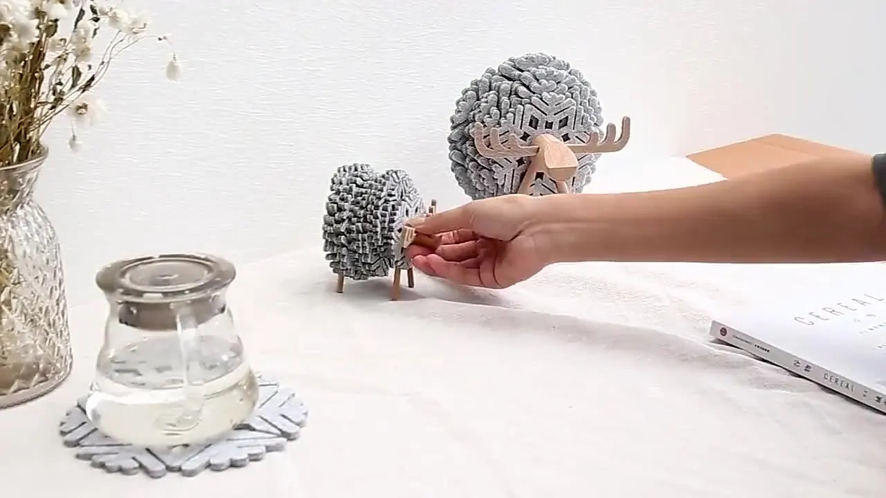 Christmas Elk-Shape Felt Coaster Set — 12pcs