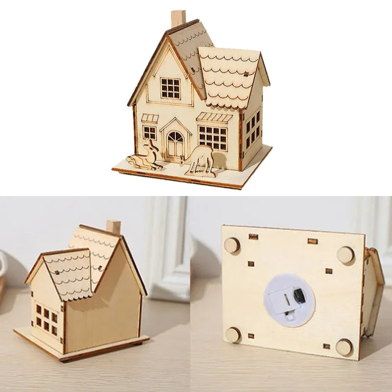 Mini LED Wooden House Ornament