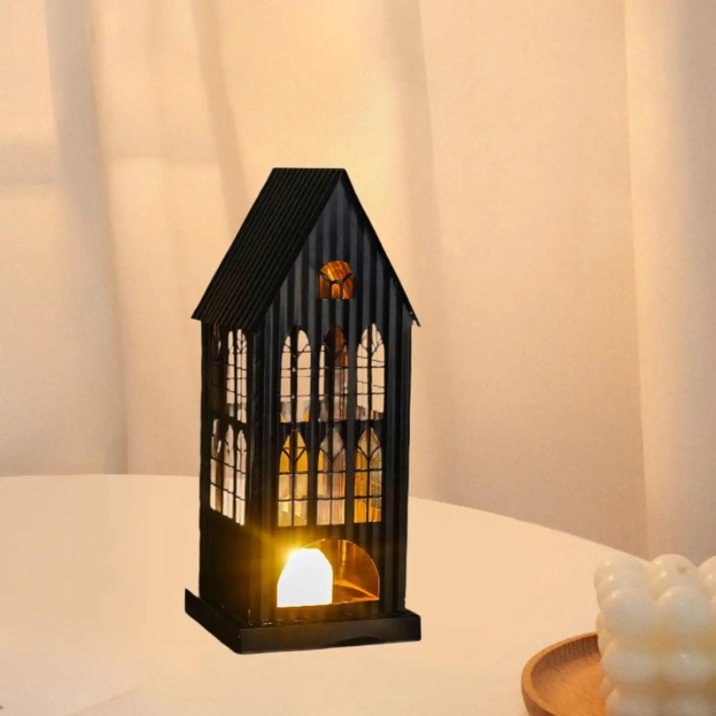 Rustic Village House Candle Holder – Iron Tealight Lantern
