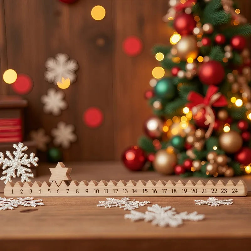 Wooden Boxwood Christmas Advent Calendar – Star Design