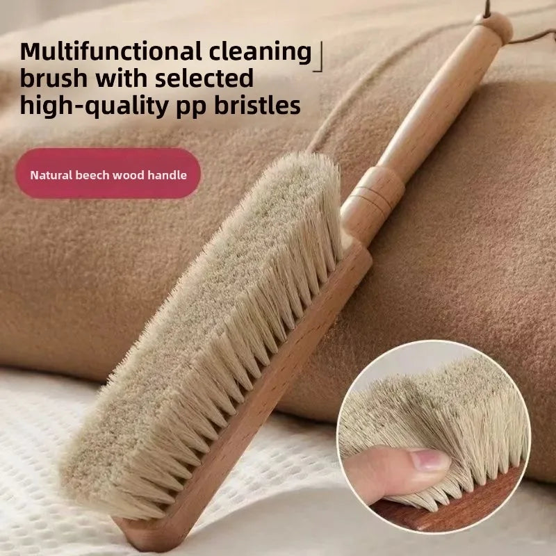 Wooden eco brush with soft bristles and beech wood handle for effective cleaning.