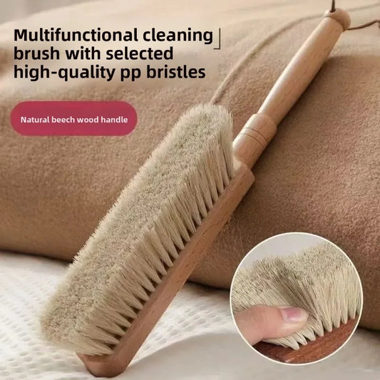 Wooden eco brush with soft bristles and beech wood handle for effective cleaning.