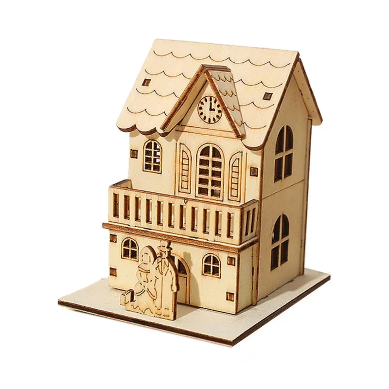 Mini LED Wooden House Ornament
