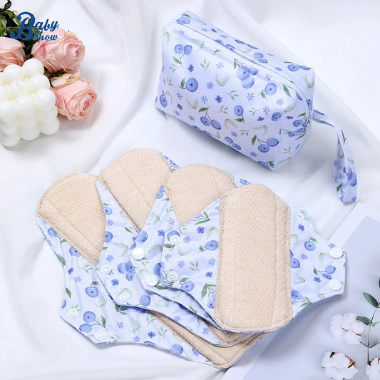 4pcs/Set Including 1pc Mini Wet Bag  Mesh Cotton Lining Cloth Menstrual Pads Reusable Sanitary Pads Mama Panty Liners