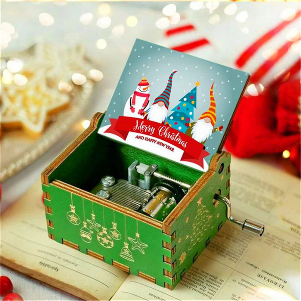 Wooden Hand-Crank Music Box – “We Wish You a Merry Christmas”