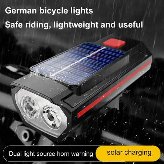 Solar Bike Headlight with Horn & Power Display