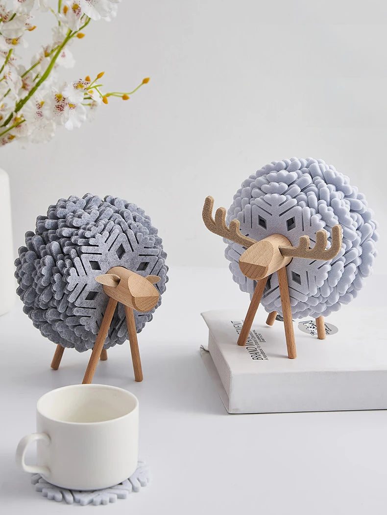 Christmas Elk-Shape Felt Coaster Set — 12pcs