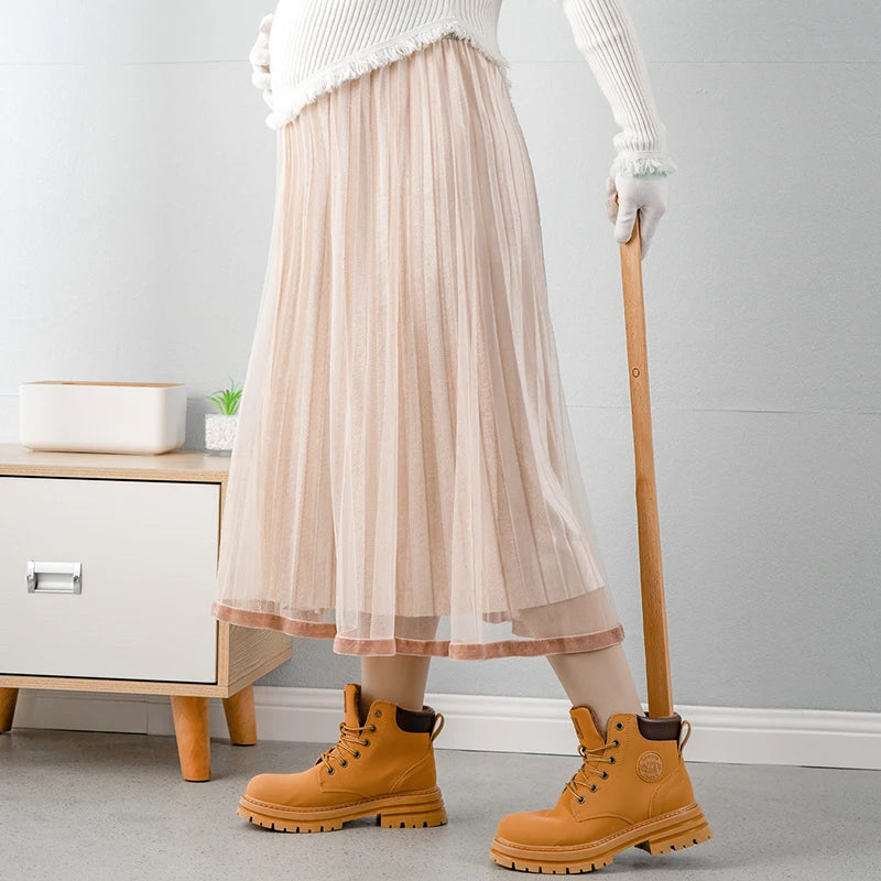 Premium Beech Wood Long Handle Shoehorn