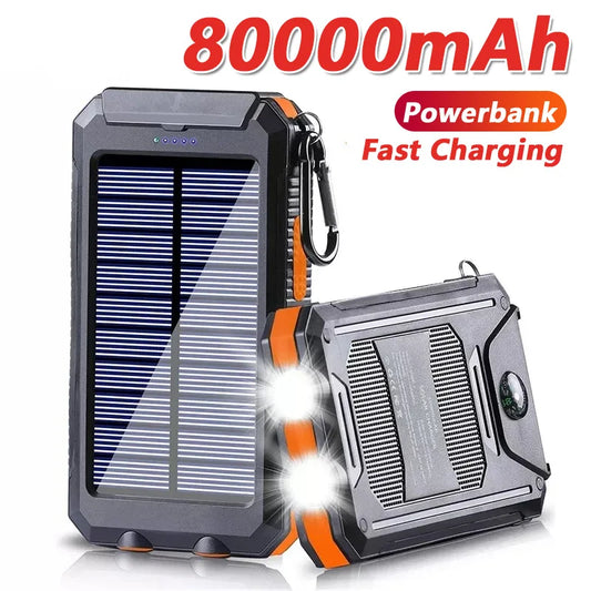 ☀️ Solar Power Bank – Portable Charger with LED Flashlight &amp; Compass (20W)
