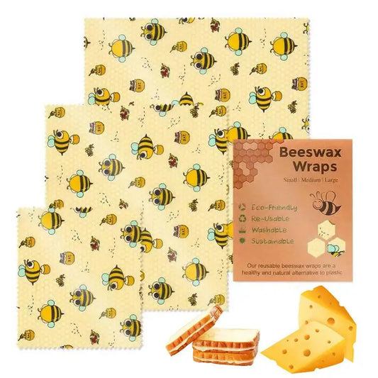 3pcs Reusable Food Fresh Keeping Cloth Organic Storage Natural Food Grade Beeswax Food Wrap Eco Friendly Kitchen Food Packaging