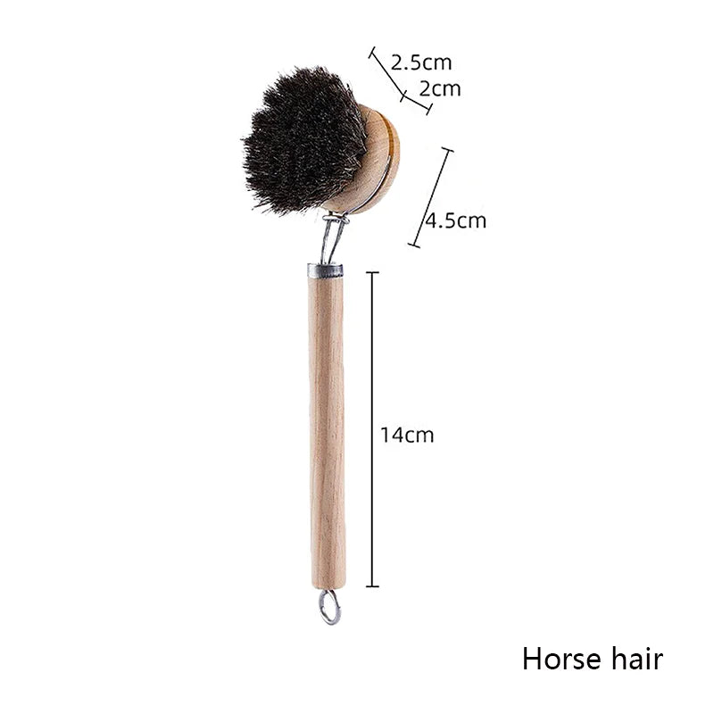Eco-Friendly Wooden Pot &amp; Bowl Brush with Long Handle