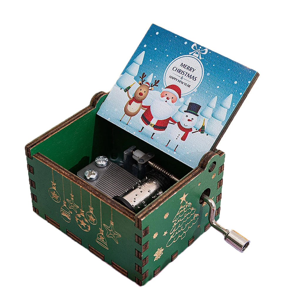 Wooden Hand-Crank Music Box – “We Wish You a Merry Christmas”