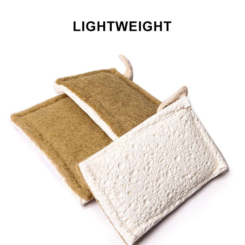 Natural Sisal & Wood Pulp Cotton Cleaning Pads  3PCS