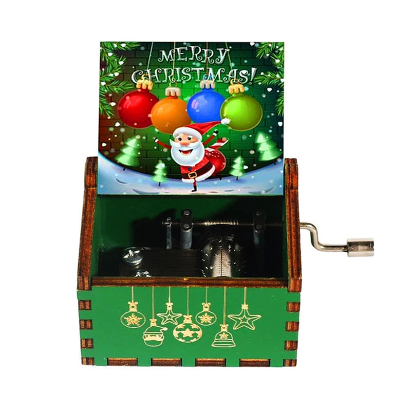 Wooden Hand-Crank Music Box – “We Wish You a Merry Christmas”