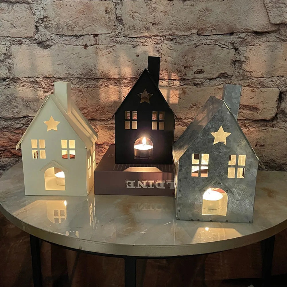 Nordic Hollowed-Out Small House Candle Holder