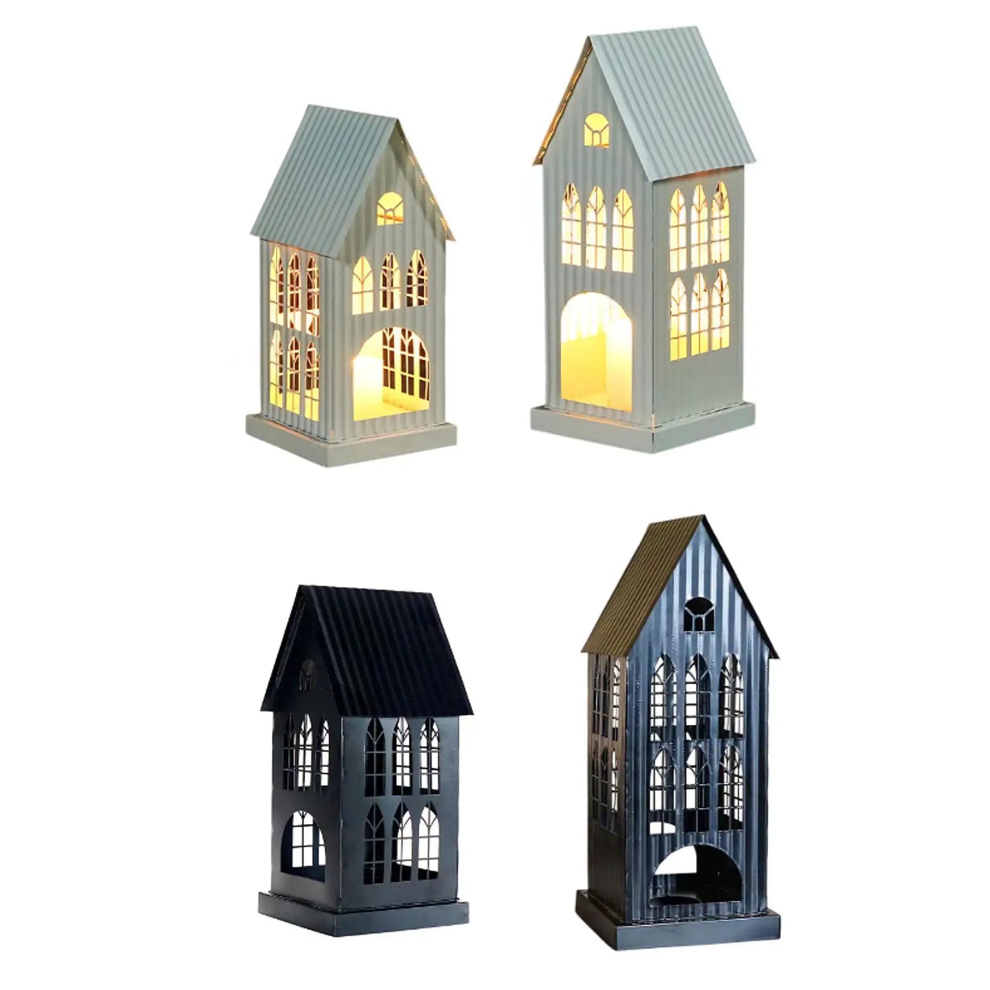 Rustic Village House Candle Holder – Iron Tealight Lantern