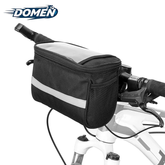 Waterproof Bicycle Handlebar Bag with Phone Holder & Reflective Strips