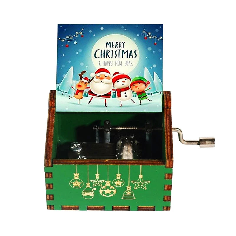 Wooden Hand-Crank Music Box – “We Wish You a Merry Christmas”
