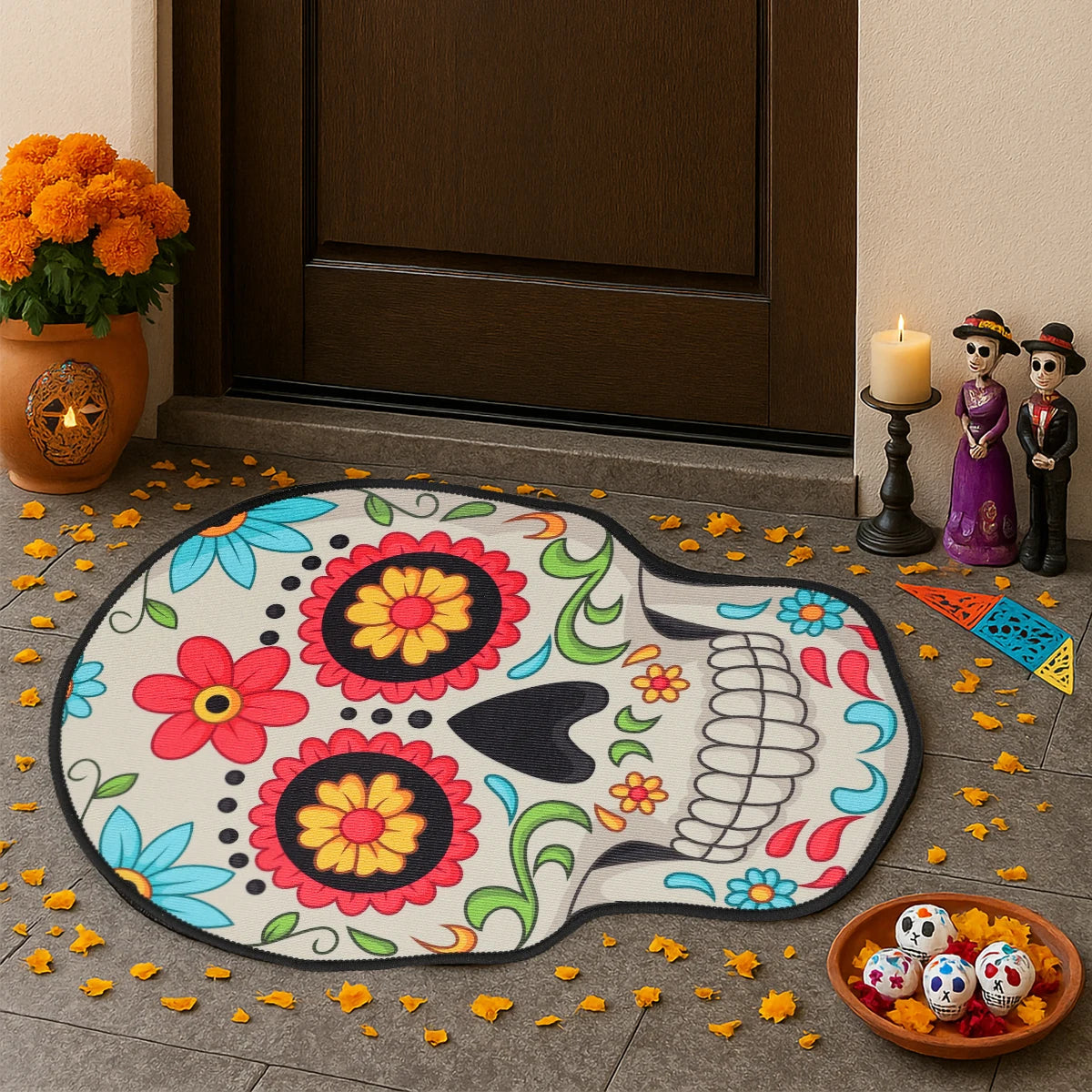 Skull Doormat – Mexican Day of the Dead & Halloween Entrance Rug
