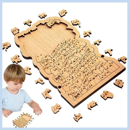Houten puzzel met 100 katten